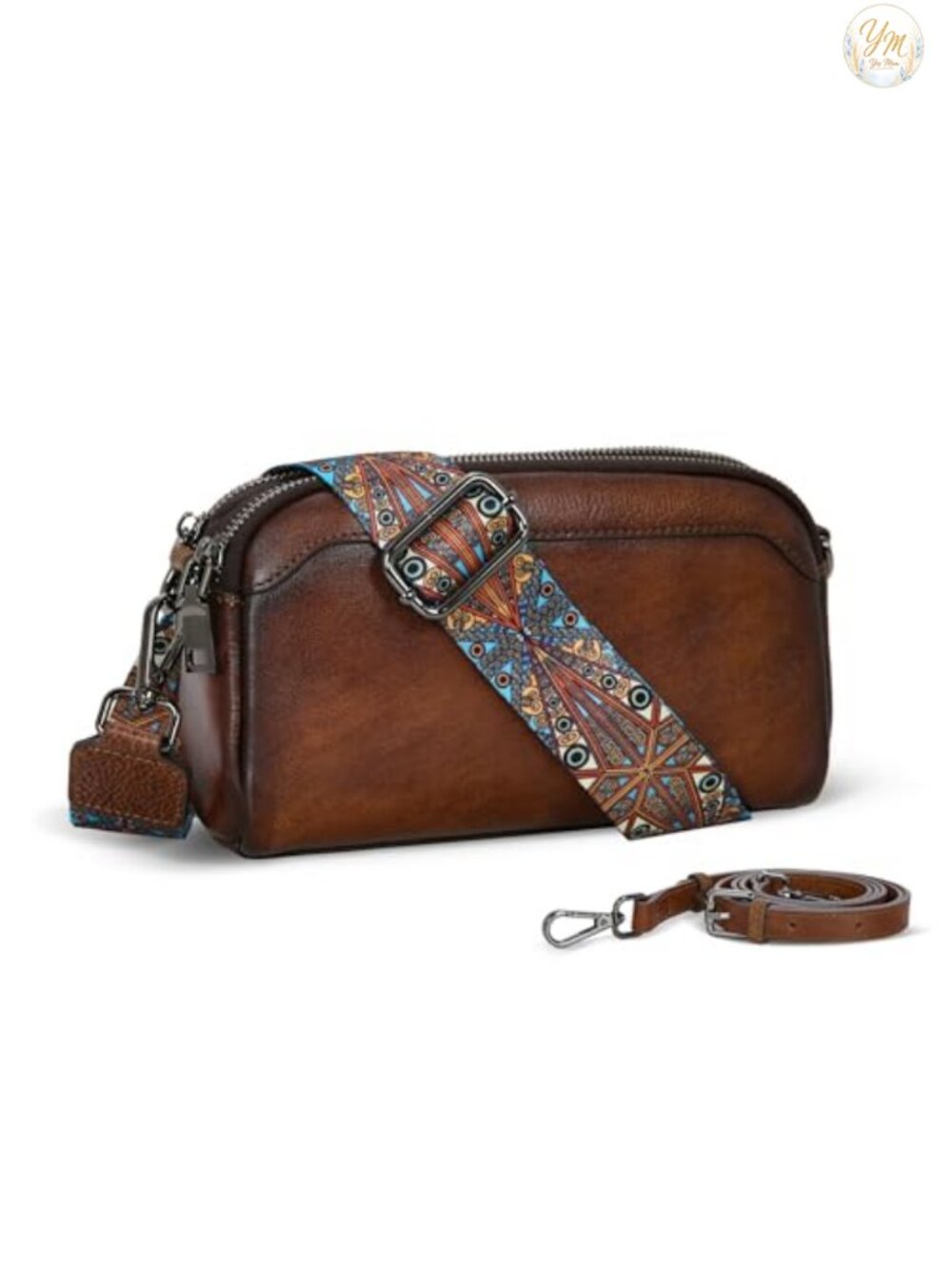 Genuine Leather Crossbody Bag Small Purse Three Straps
